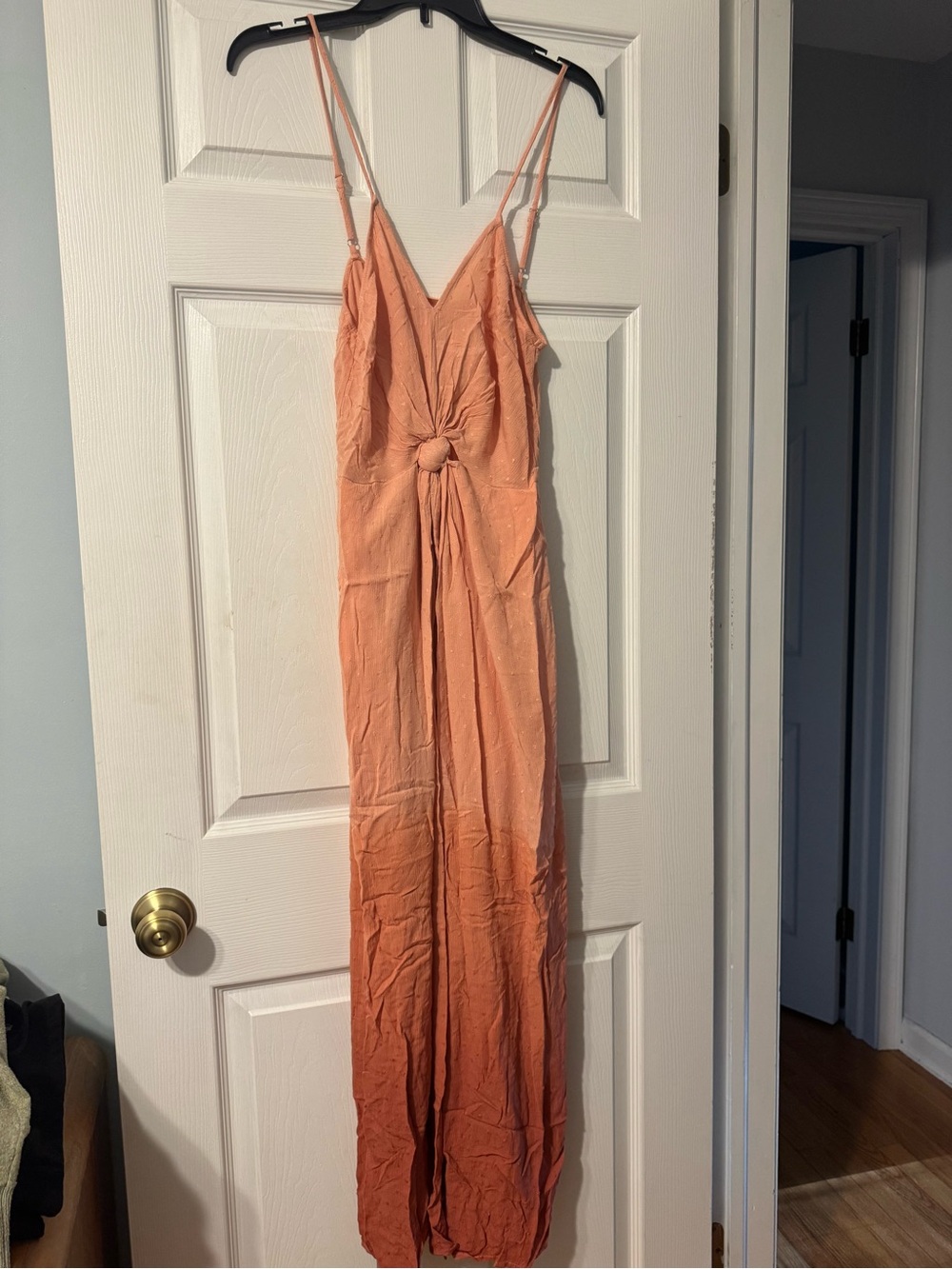 Women’s Peach Ombre Knot-Front Maxi Dress